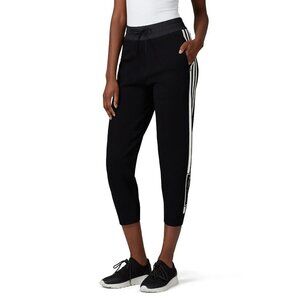 Y3 Black Tech Knit Side Stripe Cropped Track Pants Women's Size Medium M